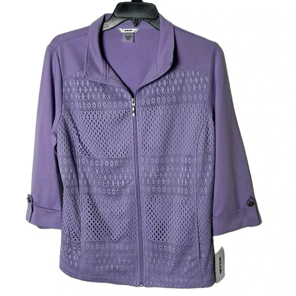 Y2K ,ALIA eyelet, crochet colorful jacket,cardigan,office siren,light purple - Picture 1 of 15